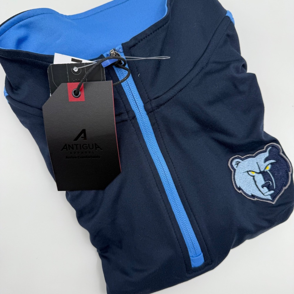Antigua Memphis Grizzlies Quarter Zip Pullover Men's XL Navy Blue‎ Light Blue